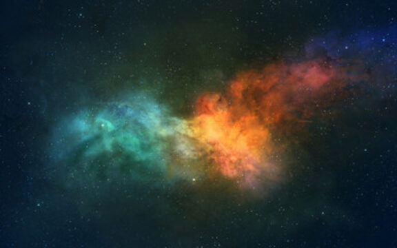 Space background Colorful nebula shaped on eagle bird Elements furnished by NASA